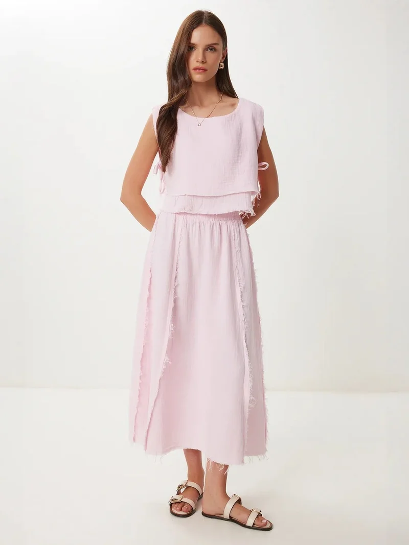 السعادة في إسطنبول ISTANBUL Cotton Sleeveless Blouse and Wide-Leg Skirt Set