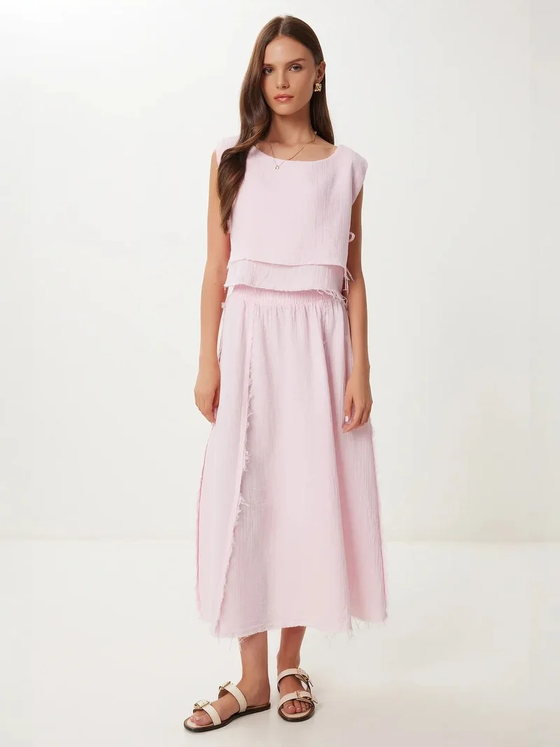السعادة في إسطنبول ISTANBUL Cotton Sleeveless Blouse and Wide-Leg Skirt Set