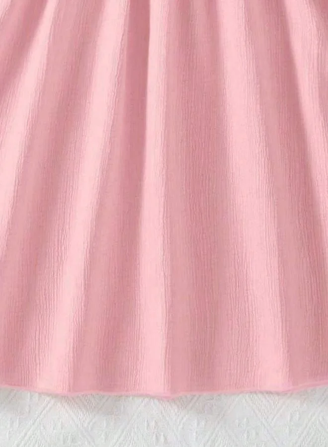Take Two  Girls Pink Ruffled Sleeve Buttoned Dress for Women | Best Price UAE
