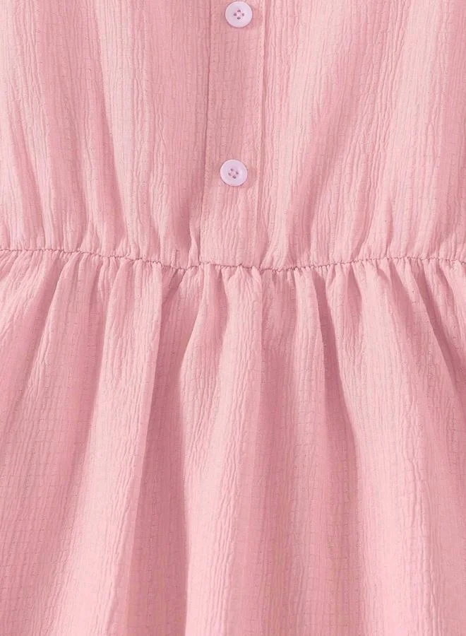 Take Two  Girls Pink Ruffled Sleeve Buttoned Dress for Women | Best Price UAE