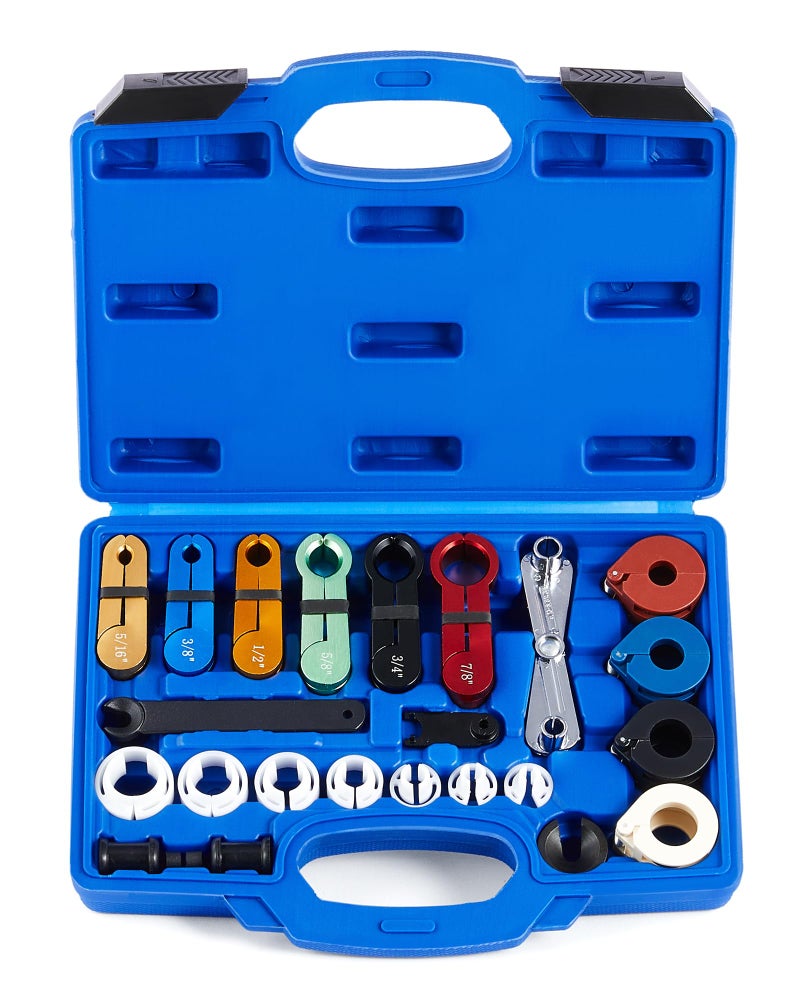 Orion Motor Tech Master Quick Disconnect Tool Set 25pc Line Disconnect Tool Kit for AC Fuel  Transmission Systems Fuel Line Disconnect Tools for Mechanics Compatible with Ford Chevy GM More Blue