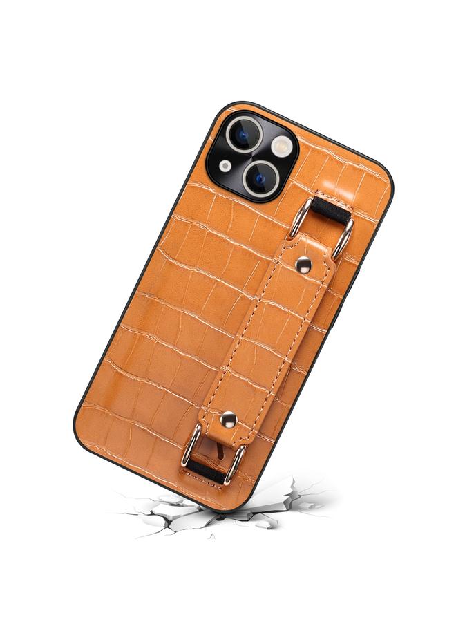 اس-توب جراب لهاتف iPhone 13 مع سوار معصم من جلد التمساح وغطاء خلفي من الجلد - Image 3