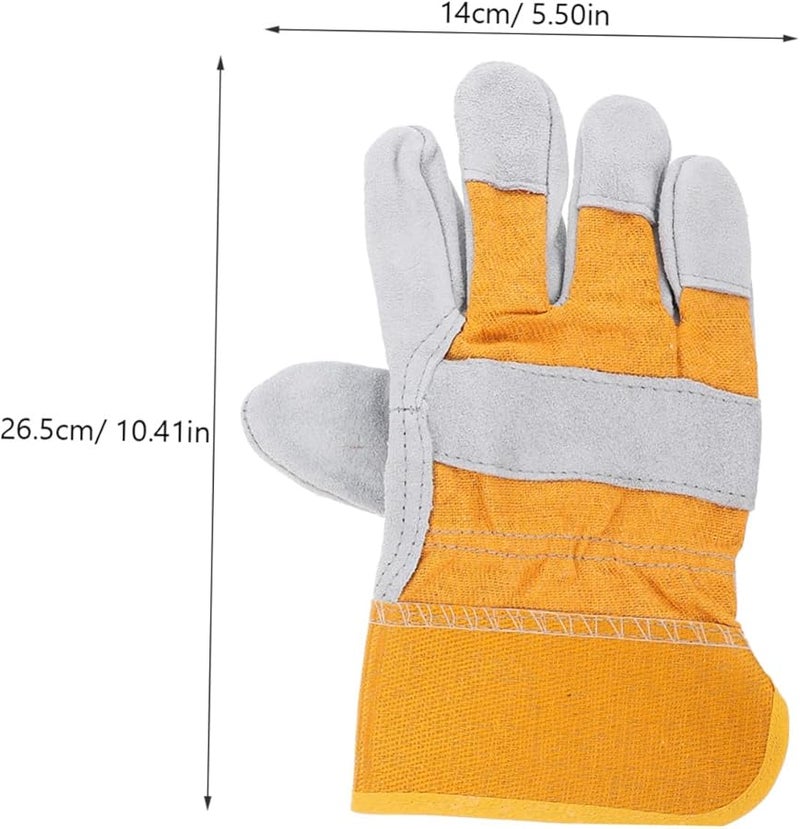 Heat Resistant Anti Slip Cowhide Leather Work Gloves For Men Gray - Image 3