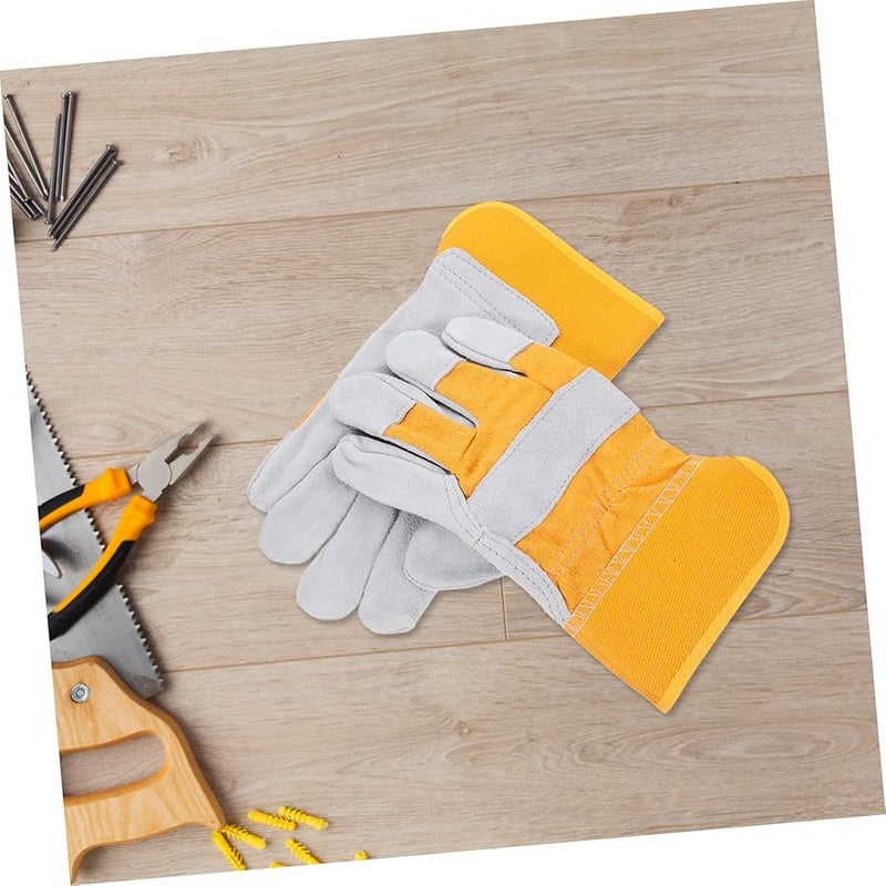 Heat Resistant Anti Slip Cowhide Leather Work Gloves For Men Gray - Image 5