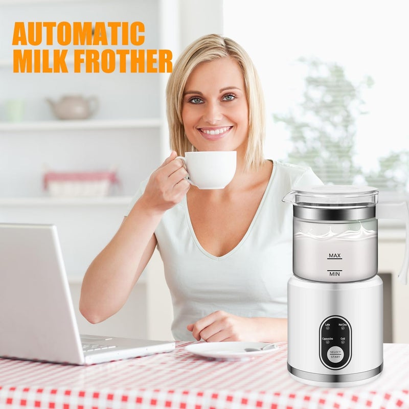Angju Electric Milk Frother and Steamer, 4 In 1 Milk Foamer for Latte, Automatic Warm and Cold Foam Maker, Hot Chocolate, Cappuccino & Macchiato, 500ml Capacity, Dishwasher Safe Glass Cup Milk Warmer - Image 5