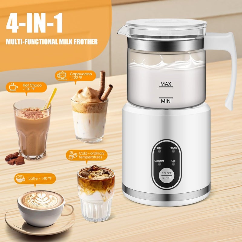 Angju Electric Milk Frother and Steamer, 4 In 1 Milk Foamer for Latte, Automatic Warm and Cold Foam Maker, Hot Chocolate, Cappuccino & Macchiato, 500ml Capacity, Dishwasher Safe Glass Cup Milk Warmer - Image 2
