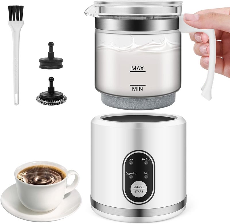 Angju Electric Milk Frother and Steamer, 4 In 1 Milk Foamer for Latte, Automatic Warm and Cold Foam Maker, Hot Chocolate, Cappuccino & Macchiato, 500ml Capacity, Dishwasher Safe Glass Cup Milk Warmer - Image 1