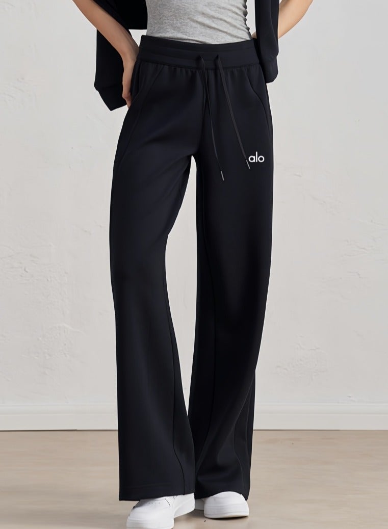 ALO Women's Wide Leg Pants - Casual Sweatpants（Black） - Image 1