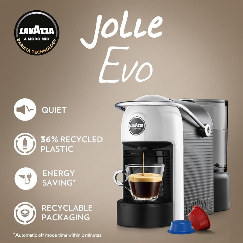 Lavazza, A Modo Mio Jolie EVO, Coffee Capsule Machine, Made from 36% Recycled Plastic, Compatible with A Modo Mio Pods, with Removable Cup Rest, Automatic Shut-Off, 1250 W, 220–240 V, 50–60 Hz, White - Image 5