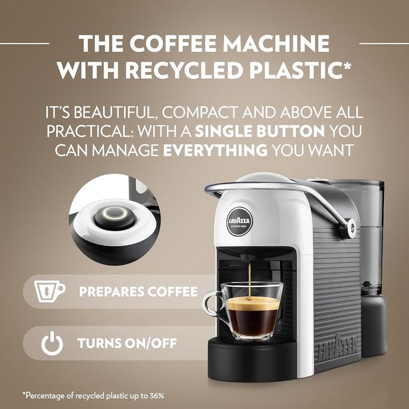 Lavazza, A Modo Mio Jolie EVO, Coffee Capsule Machine, Made from 36% Recycled Plastic, Compatible with A Modo Mio Pods, with Removable Cup Rest, Automatic Shut-Off, 1250 W, 220–240 V, 50–60 Hz, White - Image 2
