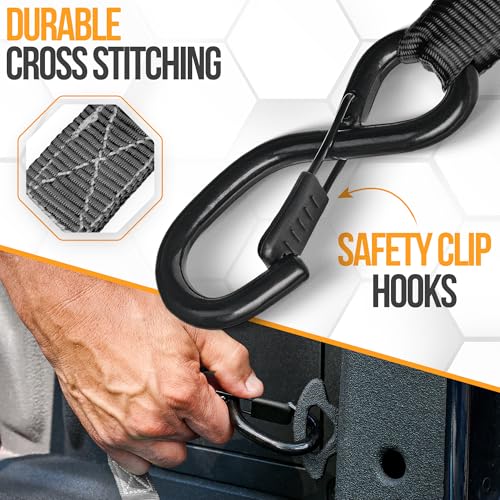 FORTEM Ratchet Straps Tie Down Strap Set 2300lb Break Strength 4 Pack 15ft x 1in 4 Soft Loops Moving Straps Tie Downs Cargo Cam Buckles for Trucks Carry Bag for Men - Image 5