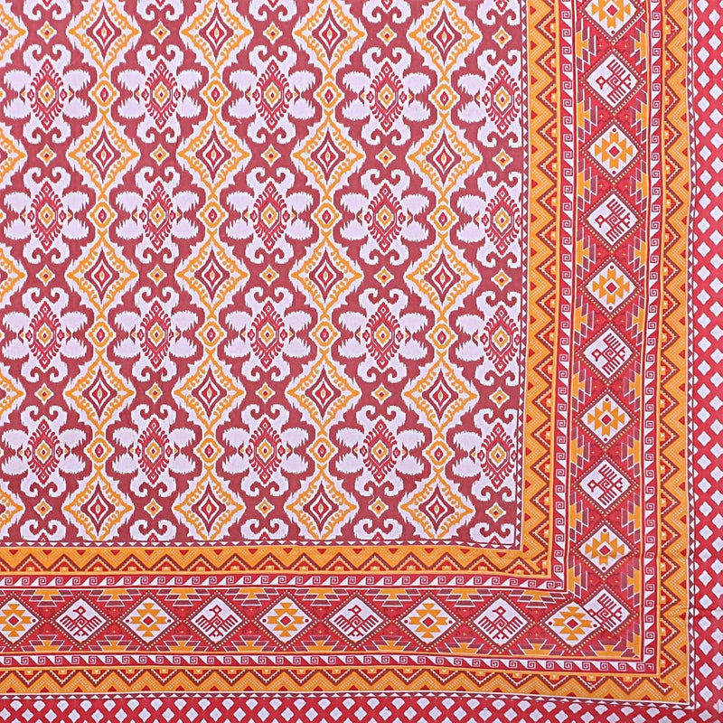Tamasvini Cotton 144 TC 1 Bedsheet with 2 Pillow Covers Sanganeri Jaipuri Print Size 90 inches x 108 inches Hand Print Standard King Size Bedsheet for Home and Living Room Red Boota - Image 2