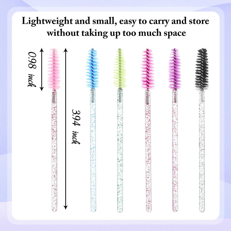 Skylety 1000 Pcs Disposable Mascara Wands Bulk Mascara Eyelash Brush Spoolies Makeup Applicator Eyelash Wands for Eye Lash Extension, Eyebrow Comb, 3.9 x 0.2 x 0.3 Inch (Colorful,Glitter) - Image 2