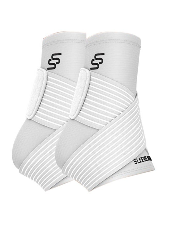 SS SLEEVE STARS Brace for Women And Men, Plantar Fasciitis Relief for Ankle Compression Sleeve With Support Strap, Tendonitis, Heel Wrap for Heel Pain - Pair White  - Image 1