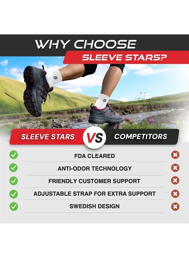 SS SLEEVE STARS Brace for Women And Men, Plantar Fasciitis Relief for Ankle Compression Sleeve With Support Strap, Tendonitis, Heel Wrap for Heel Pain - Pair White  - Image 5
