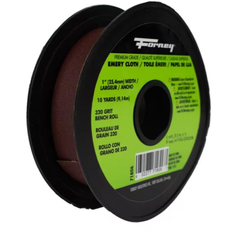 Forney 71806 Emery Cloth, 320-Grit, 1-Inch-by-10-Yard Bench Roll