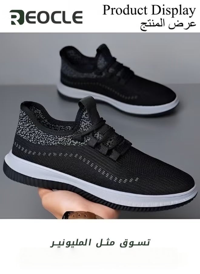REOCLE Men's Mesh Sneakers Oxfords Business Dress Shoes Lace-Up Lightweight Breathable Walking Shoes Mesh Workout Shoes Running Shoes  - Image 4