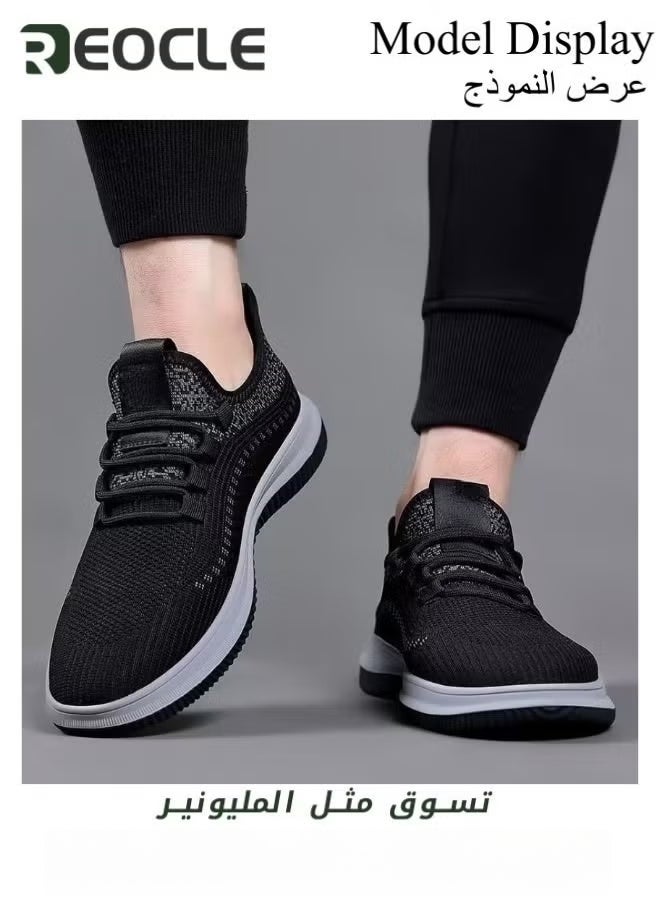 REOCLE Men's Mesh Sneakers Oxfords Business Dress Shoes Lace-Up Lightweight Breathable Walking Shoes Mesh Workout Shoes Running Shoes  - Image 2