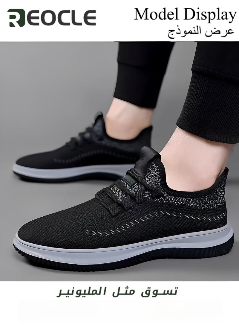 REOCLE Men's Mesh Sneakers Oxfords Business Dress Shoes Lace-Up Lightweight Breathable Walking Shoes Mesh Workout Shoes Running Shoes  - Image 3