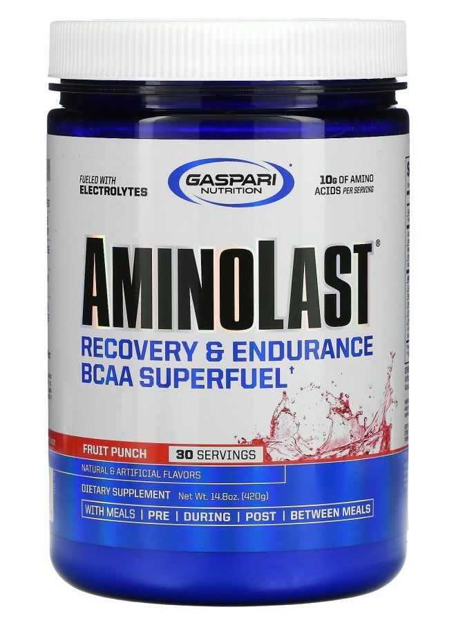 Gaspari Nutrition Aminolast Recovery & Endurance BCAA Superfuel Fruit Punch 14.8 oz (420 g) 