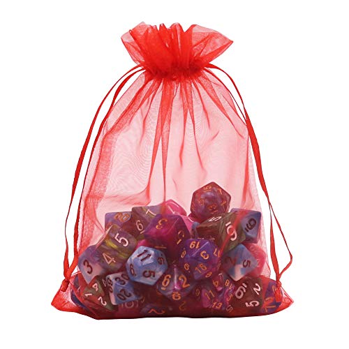 HRX Package Organza Bags Red 100pcs, 5 x 7 inches Christmas Gift Drawstring Bags Mesh Jewelry Pouches for Wedding Party Favors - Image 4