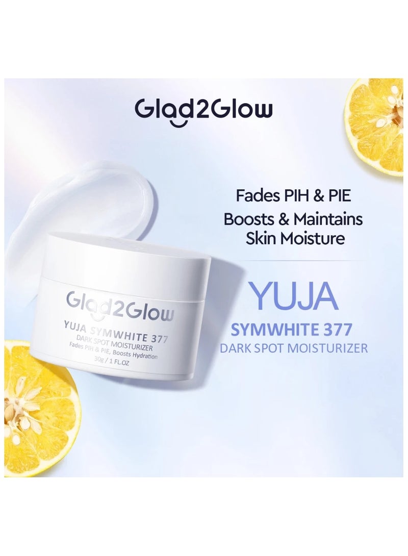Glad2Glow Yuja Symwhite 377 Dark Spot Moisturizer & Serum Set (30ml Moisturizer + 17ml Serum) - Whitening, Fade Dark Spots & Brighten Skin - Image 4