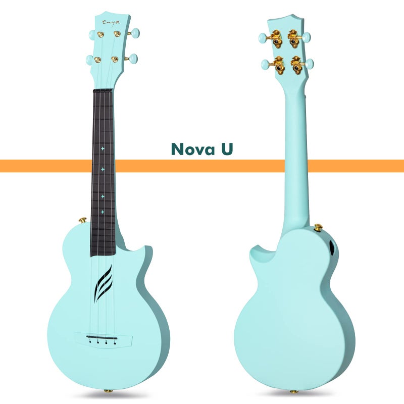 Enya Concert Ukulele Nova U 23â€™â€™ Carbon Fiber Travel Ukulele with Beginner Kit includes online lessons, case, strap, capo and strings (Blue) - Image 3