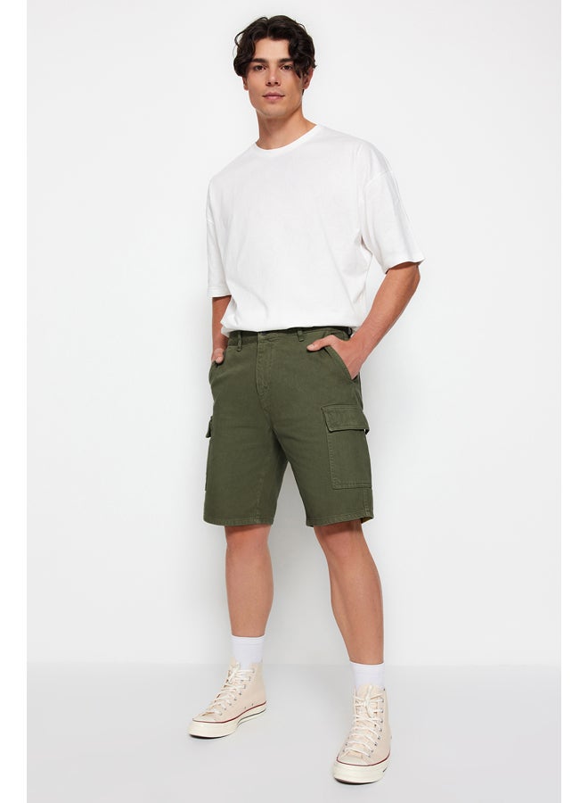 trendyol Khaki Comfort Fit Cargo Pocket Denim Denim Shorts & Bermuda TMNSS23SR00065 - Image 1