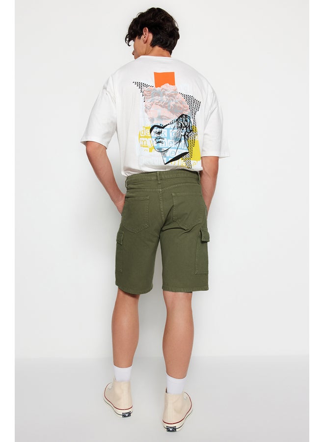 trendyol Khaki Comfort Fit Cargo Pocket Denim Denim Shorts & Bermuda TMNSS23SR00065 - Image 2