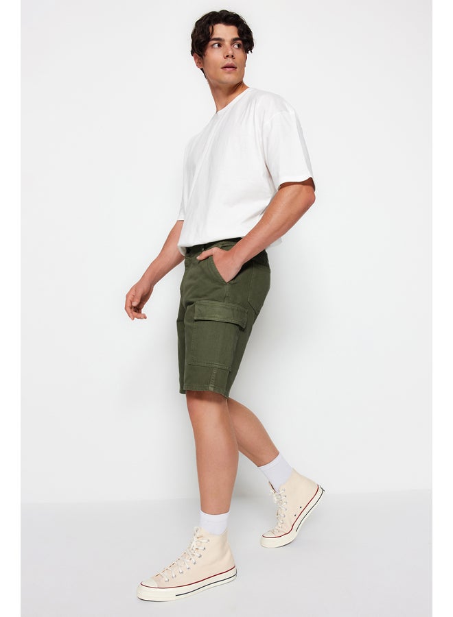 trendyol Khaki Comfort Fit Cargo Pocket Denim Denim Shorts & Bermuda TMNSS23SR00065 - Image 3