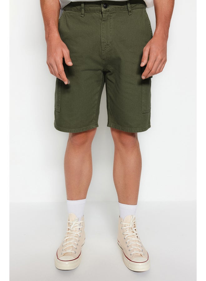 trendyol Khaki Comfort Fit Cargo Pocket Denim Denim Shorts & Bermuda TMNSS23SR00065 - Image 4