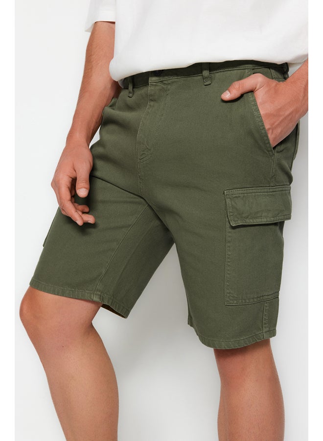 trendyol Khaki Comfort Fit Cargo Pocket Denim Denim Shorts & Bermuda TMNSS23SR00065 - Image 5