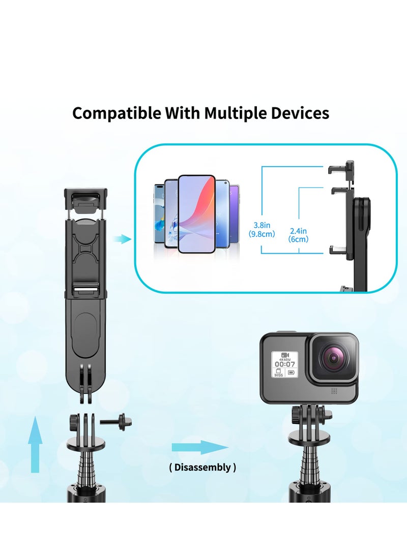 SYOSI - Stable Selfie Stick Tripod with Fill Light, Portable 44 Inch Extendable Selfie Stick with Bluetooth Wireless Remote and Travel Tripod Stand 360 Rotation, for iPhone 15/14/13 Pro/XS Max Smartphone - Image 1