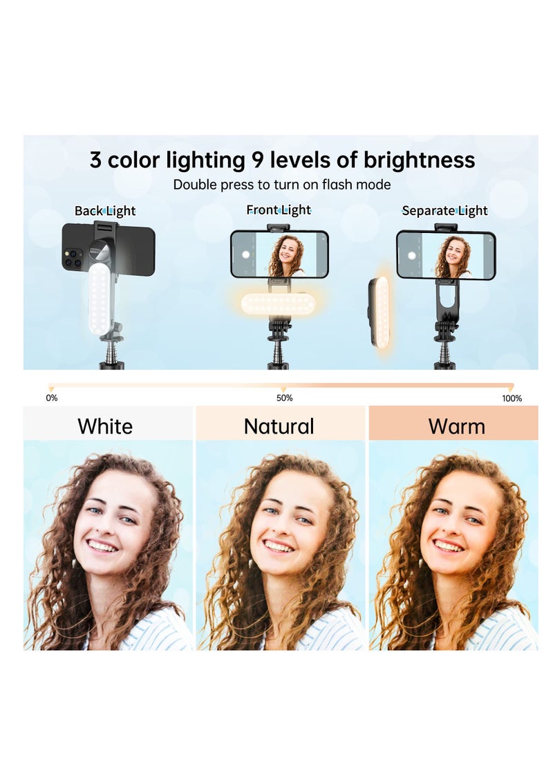 SYOSI - Stable Selfie Stick Tripod with Fill Light, Portable 44 Inch Extendable Selfie Stick with Bluetooth Wireless Remote and Travel Tripod Stand 360 Rotation, for iPhone 15/14/13 Pro/XS Max Smartphone - Image 1