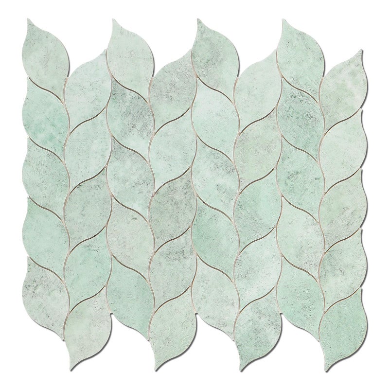 Tilingview 10-Sheet Peel and Stick Backsplash Tile for Kitchen, Self-Adhesive Mosaic Glossy Leaf Stick on Wall Tile with Gaps (Light Green) - Image 1