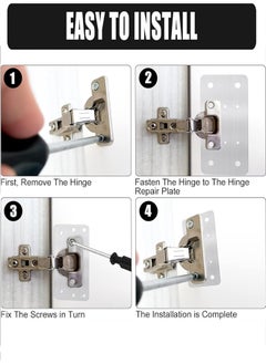 Generic Thick Hinge Repair Plate Kit, 8pcs Cabinet Hinge Repair Plate Stainless Steel Door Hinge Repair Kit Hinge Fixing Plate Bracket kit with Mounting Screw, Protect Wooden Kitchen Cabinet Door, Furniture  - Image 4