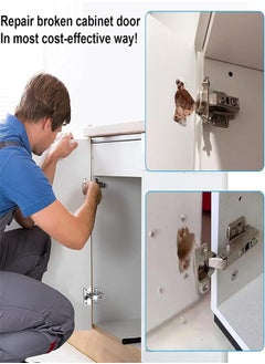 Generic Thick Hinge Repair Plate Kit, 8pcs Cabinet Hinge Repair Plate Stainless Steel Door Hinge Repair Kit Hinge Fixing Plate Bracket kit with Mounting Screw, Protect Wooden Kitchen Cabinet Door, Furniture  - Image 5