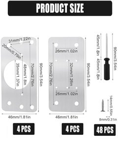 Generic Thick Hinge Repair Plate Kit, 8pcs Cabinet Hinge Repair Plate Stainless Steel Door Hinge Repair Kit Hinge Fixing Plate Bracket kit with Mounting Screw, Protect Wooden Kitchen Cabinet Door, Furniture  - Image 2