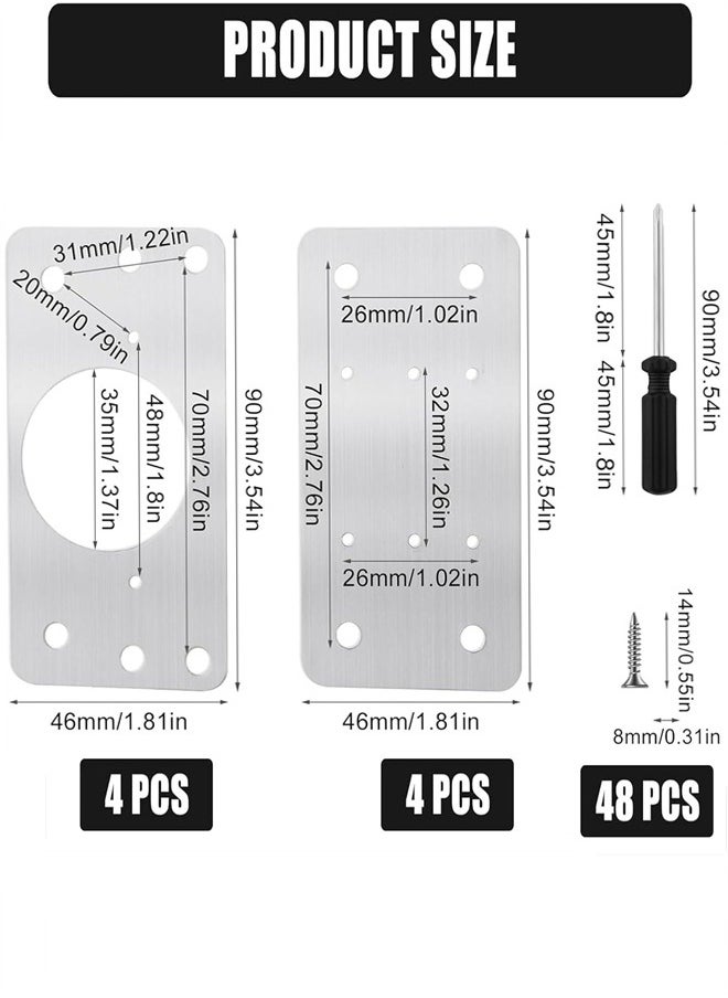 Generic - Thick Hinge Repair Plate Kit, 8pcs Cabinet Hinge Repair Plate Stainless Steel Door Hinge Repair Kit Hinge Fixing Plate Bracket kit with Mounting Screw, Protect Wooden Kitchen Cabinet Door, Furniture - Image 1