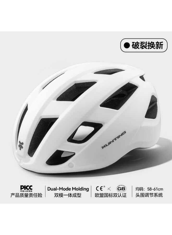 Moon Shadow White Cycling Helmet - EU Dual Certified Breathable Safety Helmet for Men and Women, Mountain Road Bike (Without Goggles)