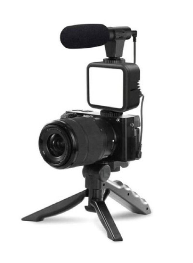 ACLIX Smartphone & Camera Vlogging Studio Kits Video Shooting Photography Suit with Microphone LED Fill Light Mini Tripod Black - Image 2
