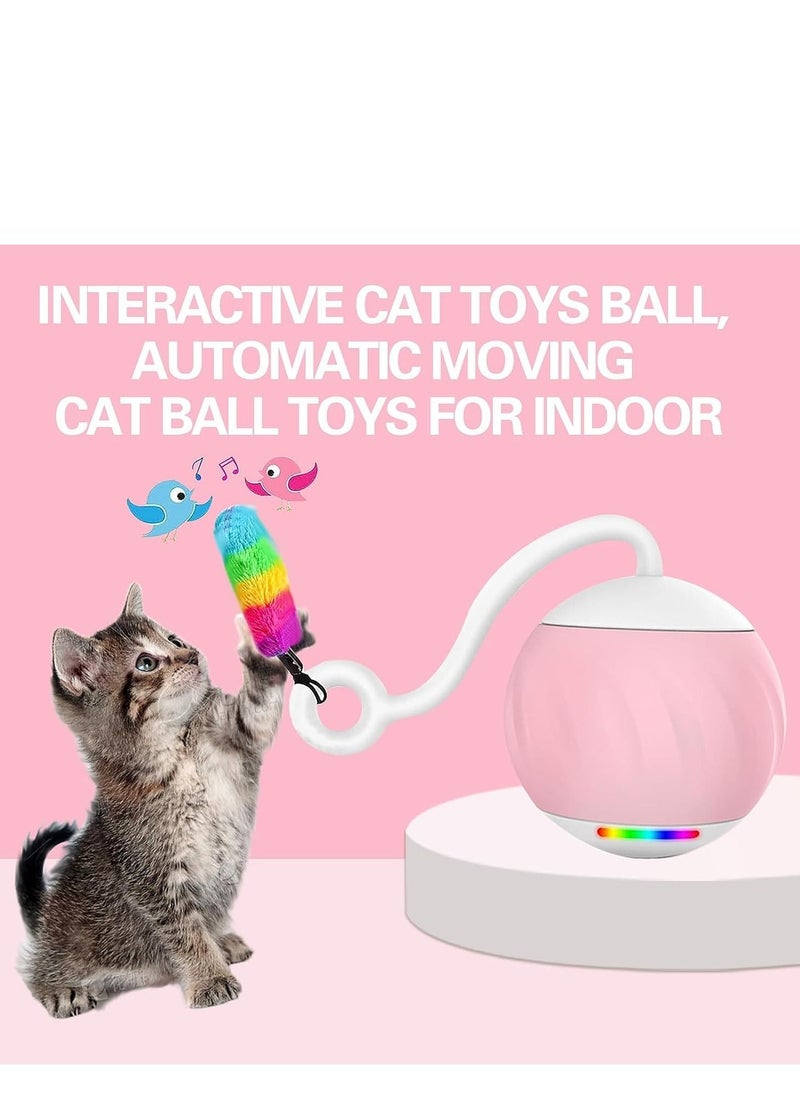 DMG TECH - Smart Interactive Cat Toy, Automatic Moving Cat Toys Ball for Indoor Cats, Motion and Sound Activate Electric Cat Toy, USB Rechargeable, with LED Rainbow Lights and Feathers - Image 1