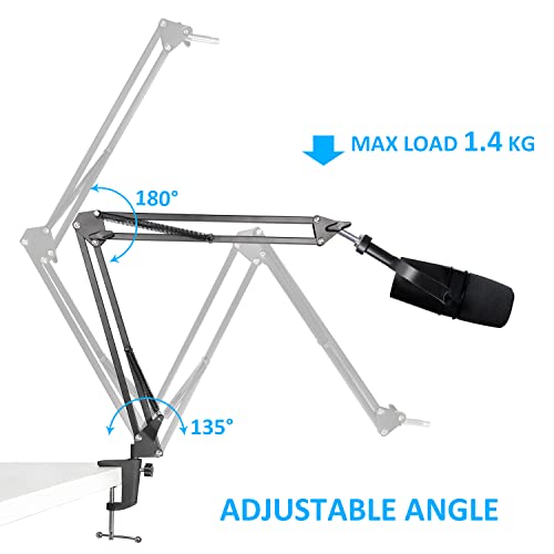 SUNMON MV7 Boom Arm Mic Stand with Pop Filter, Adjustable Suspension Boom Scissor Arm Stand with Pop Filter Compatible with MV7, MV7X adn SM7B Microphone by SUNMON - Image 3