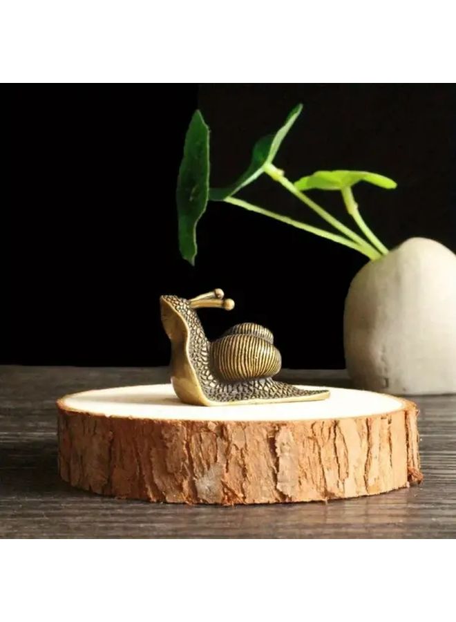 Bronze Colored Vintage Metal Snail Figurine Handcrafted Home Decor Ornament - Image 1