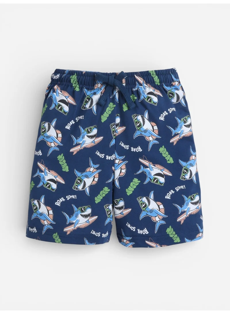 Victor And Jane  Boys “Awesome” Shark Print Cotton Pajama Set – T-Shirt & Shorts Nightwear for Men | Best Price UAE