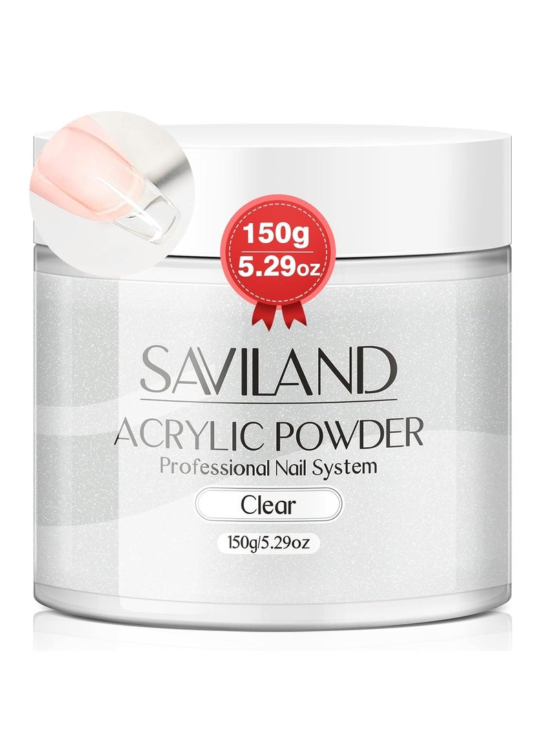 Saviland Saviland Clear Acrylic Powder 5.29OZ Large Capacity Acrylic Nail Powder Polymer Beginner Friendly Long Lasting No Need Nail Lamp Professional Acrylic Powder for French Manicure Nail Carving  - Image 1