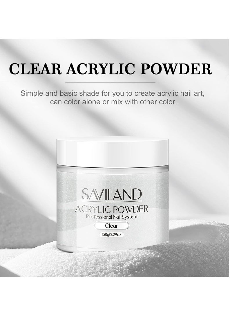 Saviland Saviland Clear Acrylic Powder 5.29OZ Large Capacity Acrylic Nail Powder Polymer Beginner Friendly Long Lasting No Need Nail Lamp Professional Acrylic Powder for French Manicure Nail Carving  - Image 3