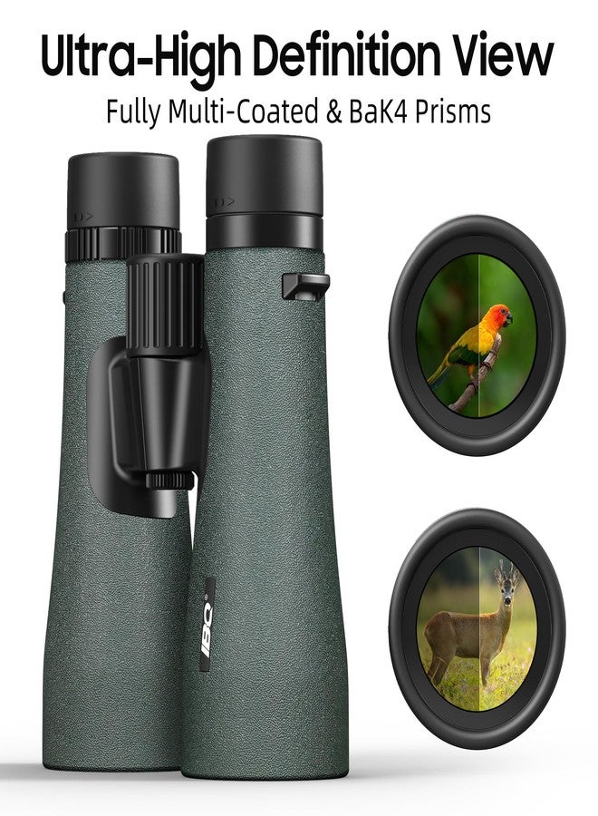 IBQ 12x50 UHD Binoculars for Adults High Powered with Upgraded Phone Adapter - Large View, Lightweight, IPX7 Waterproof - Binoculars for Hunting Bird Watching Travel Cruise - Image 2