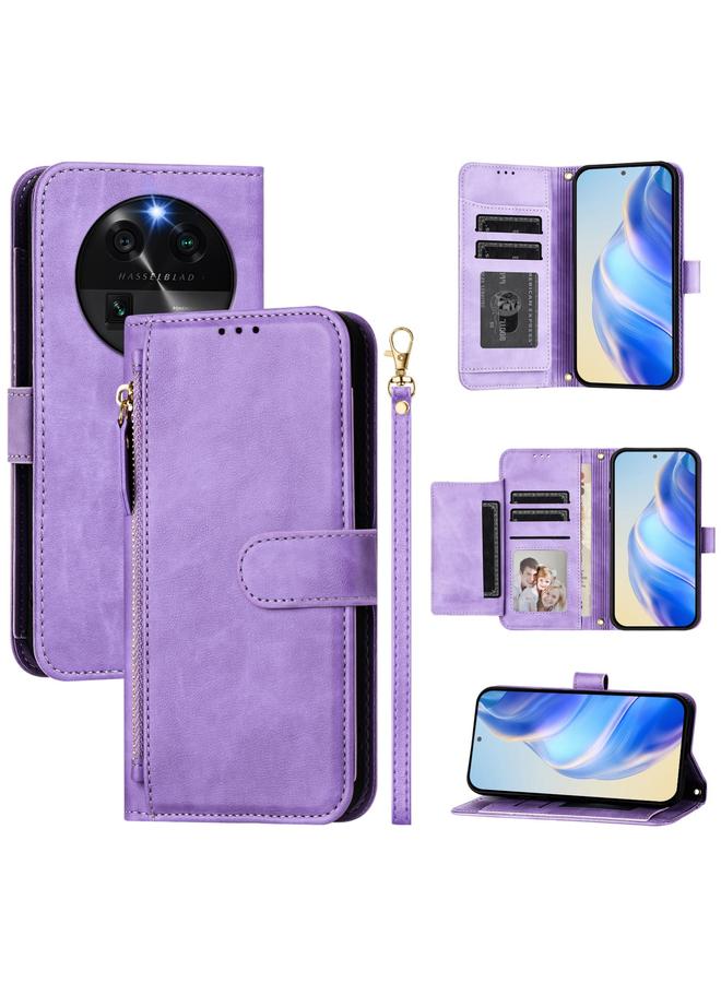 اس-توب جراب هاتف OPPO Find X6 مع فتحات بطاقات متعددة وسحاب ومحفظة جلدية - Image 1