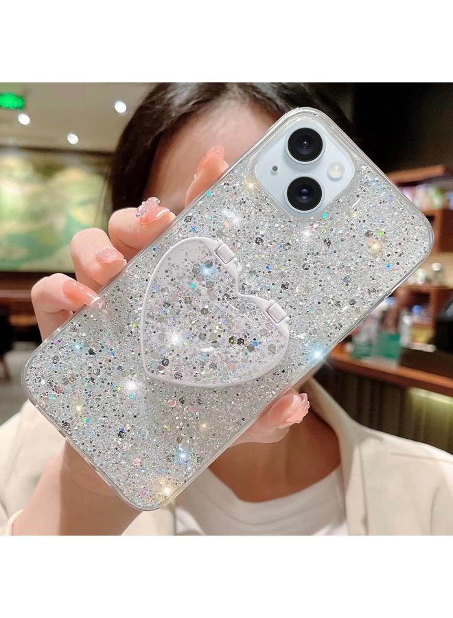 اس-توب جراب لهاتف iPhone 14 Plus مزود بحامل مرآة مرصع بالترتر من مادة الإيبوكسي TPU - Image 1